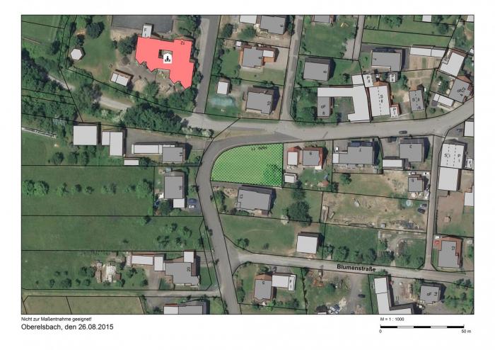 Lageplan mit eingezeichnetem Bauplatz